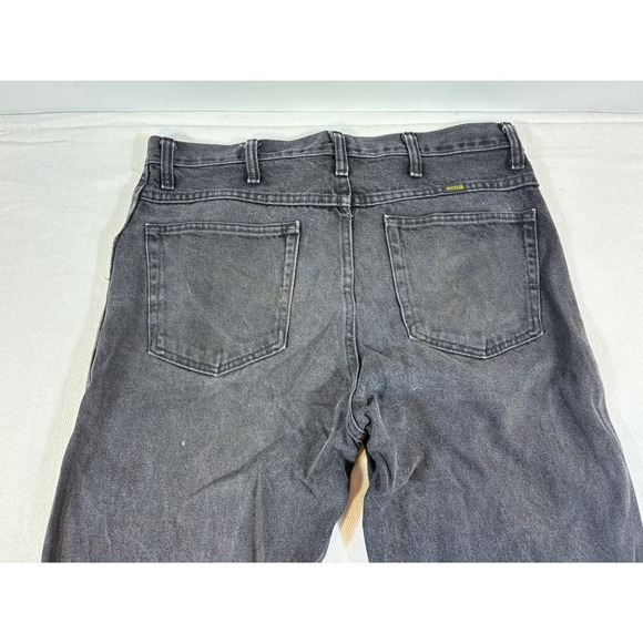 Vintage Rustler Black Jeans Mens 34x34 Straight Leg Distressed Y2K Western - Picture 6 of 16